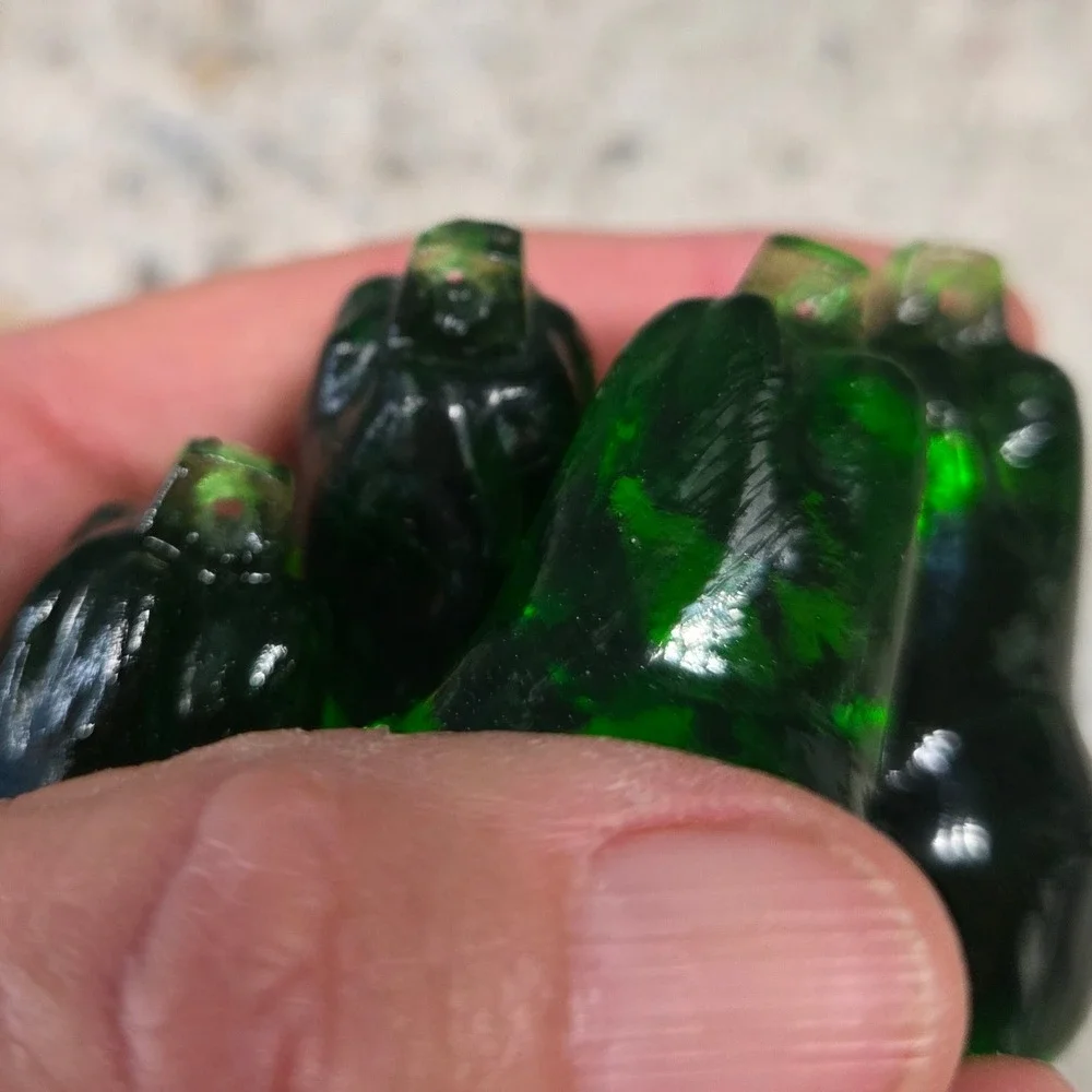 Vintage‎ 14 Green Solid Glass Pear Ornaments Pendants Christmas